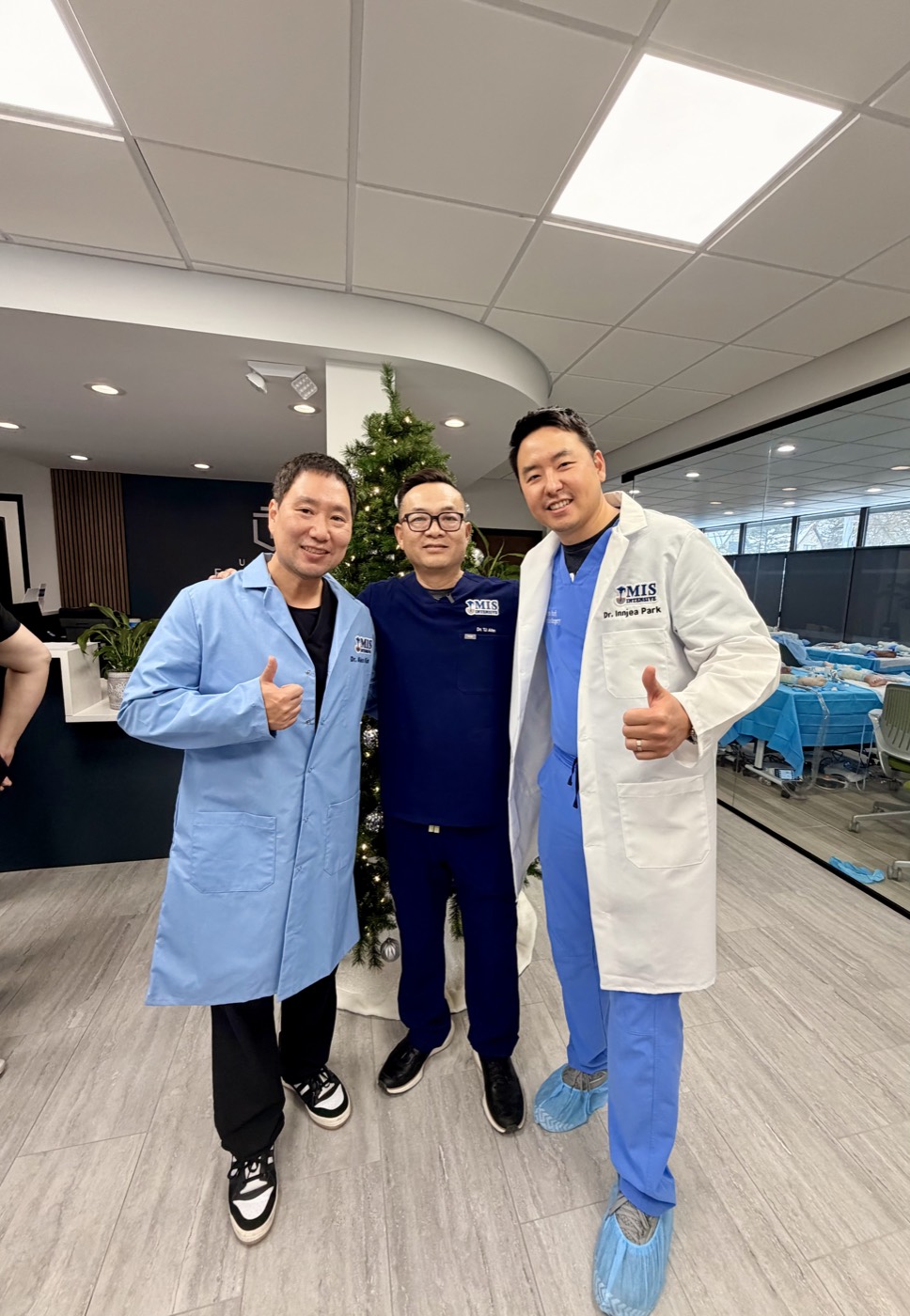 Dr. Alex Kim · Dr. Innjea Park at the MIS Intensive cadaver lab